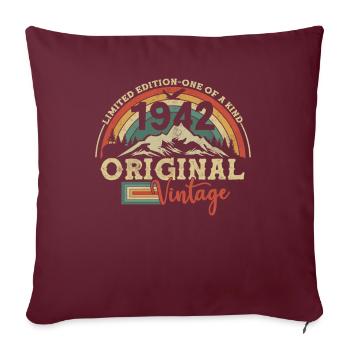 Cadeau vintage original 1942 - Housse de coussin décorative 45 x 45 cm - bordeaux - Devant