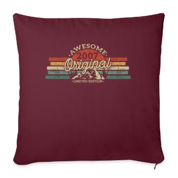 Vintage 2007 Anniversaire Rétro - Housse de coussin décorative 45 x 45 cm - bordeaux - Devant