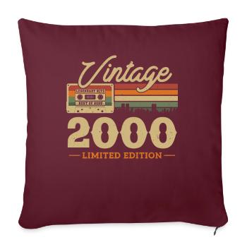 2000 - 23/24 ans anniversaire - Housse de coussin décorative 45 x 45 cm - bordeaux - Devant