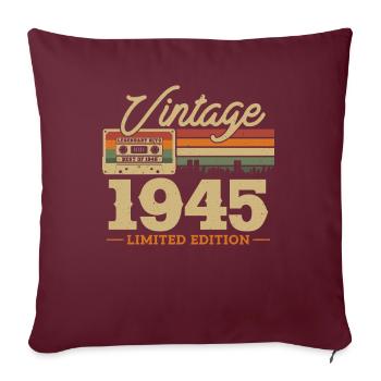 1945 Anniversaire - 78/79 ans - Housse de coussin décorative 45 x 45 cm - bordeaux - Devant