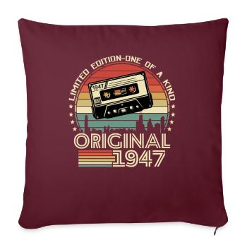 Vintage 1947 Cadeau d’anniversaire - Housse de coussin décorative 45 x 45 cm - bordeaux - Devant