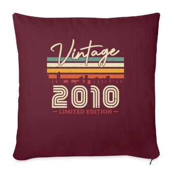 Cadeau Vintage 2010 - 13/14 ans - Housse de coussin décorative 45 x 45 cm - bordeaux - Devant