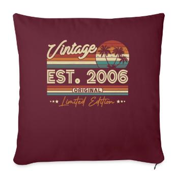 Cadeau d’anniversaire vintage 2006 - Housse de coussin décorative 45 x 45 cm - bordeaux - Devant