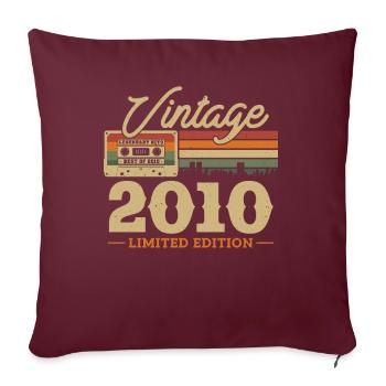 Cadeau d’anniversaire vintage 2010 - Housse de coussin décorative 45 x 45 cm - bordeaux - Devant
