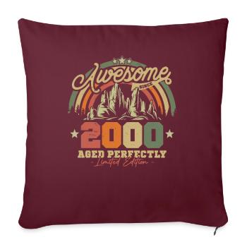 Vintage 2000 Cadeau 23/24 ans - Housse de coussin décorative 45 x 45 cm - bordeaux - Devant