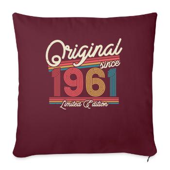 Cadeau d’anniversaire vintage 1961, 62/63 ans - Housse de coussin décorative 45 x 45 cm - bordeaux - Devant