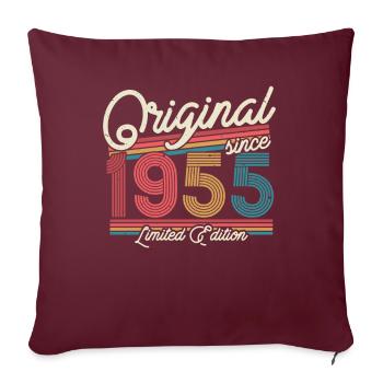 Don 1955, 68/69 ans - Housse de coussin décorative 45 x 45 cm - bordeaux - Devant