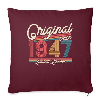 Geburtstagsgeschenk 1947 Jahrgang - Sofakissenbezug 45 x 45 cm - Burgunderrot - Vorne