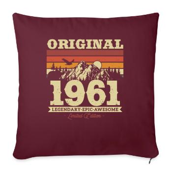 Vintage 1961 Cadeau d’anniversaire - Housse de coussin décorative 45 x 45 cm - bordeaux - Devant