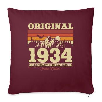 Vintage 1934 Cadeau d’anniversaire - Housse de coussin décorative 45 x 45 cm - bordeaux - Devant