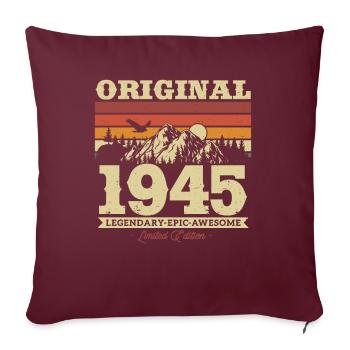 Cadeau 1945 Millésime 78/79 ans - Housse de coussin décorative 45 x 45 cm - bordeaux - Devant