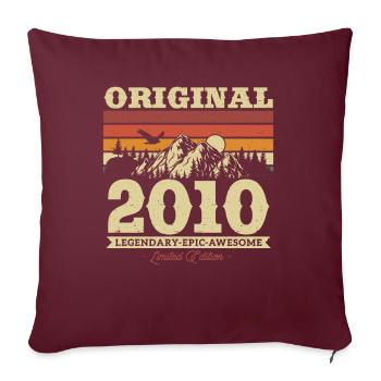Cadeau vintage 2010 pour les 13/14 ans - Housse de coussin décorative 45 x 45 cm - bordeaux - Devant