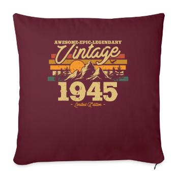 Cadeau 1945 Millésime 78/79 ans - Housse de coussin décorative 45 x 45 cm - bordeaux - Devant