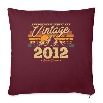 Cadeau Vintage 2012 Anniversaire 11/12 ans - Housse de coussin décorative 45 x 45 cm - bordeaux - Devant