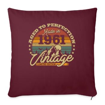 Cadeau vintage 1961 Anniversaire 62/63 ans - Housse de coussin décorative 45 x 45 cm - bordeaux - Devant