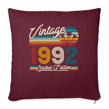 Cadeau Millésime 1992 - Housse de coussin décorative 45 x 45 cm - bordeaux - Devant