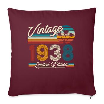 Cadeau d’anniversaire vintage 1938 - 85/86 ans - Housse de coussin décorative 45 x 45 cm - bordeaux - Devant