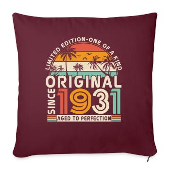 Cadeau pour 92-93 Anniversaire 1931 Vintage - Housse de coussin décorative 45 x 45 cm - bordeaux - Devant