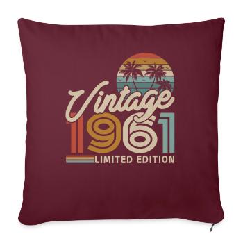 Vintage 1961 Cadeau d’anniversaire - Housse de coussin décorative 45 x 45 cm - bordeaux - Devant