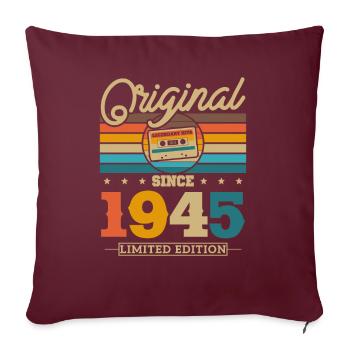 Millésime Anniversaire 1945, 78/79 ans - Housse de coussin décorative 45 x 45 cm - bordeaux - Devant