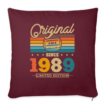 1989 Chemise d’anniversaire vintage - Housse de coussin décorative 45 x 45 cm - bordeaux - Devant