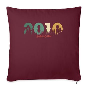 Cadeau d’anniversaire Vintage Nature 2010 - Housse de coussin décorative 45 x 45 cm - bordeaux - Devant