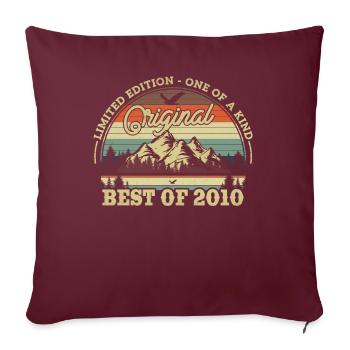 Cadeau d’anniversaire rétro 2010 13/14 ans - Housse de coussin décorative 45 x 45 cm - bordeaux - Devant