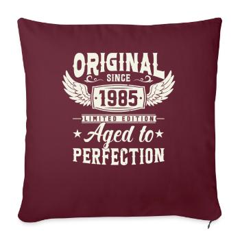 Jahrgangs-Geschenk 1985, 38 Jahre - Sofakissenbezug 45 x 45 cm - Burgunderrot - Vorne