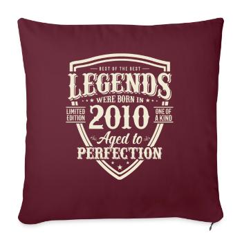 Cadeau vintage légendaire né en 2010 - Housse de coussin décorative 45 x 45 cm - bordeaux - Devant