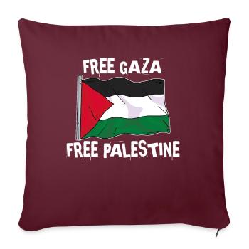 Liberté pour Gaza et la Palestine - Housse de coussin décorative 45 x 45 cm - bordeaux - Devant