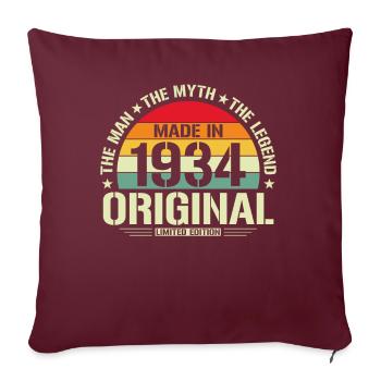 Cadeau unique de 1934 - Housse de coussin décorative 45 x 45 cm - bordeaux - Devant