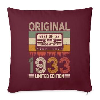 1933 - Né dans la légende - Housse de coussin décorative 45 x 45 cm - bordeaux - Devant