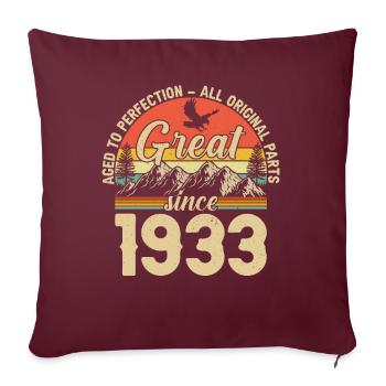 1933 : Millésime 90e anniversaire - Housse de coussin décorative 45 x 45 cm - bordeaux - Devant