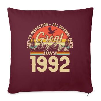 Millésime 1992 – Cadeau légendaire - Housse de coussin décorative 45 x 45 cm - bordeaux - Devant