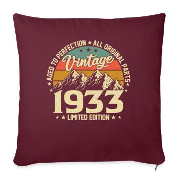 Millésime 1933 - 90e anniversaire - Housse de coussin décorative 45 x 45 cm - bordeaux - Devant