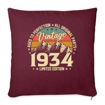90e anniversaire 1934 - Housse de coussin décorative 45 x 45 cm - bordeaux - Devant