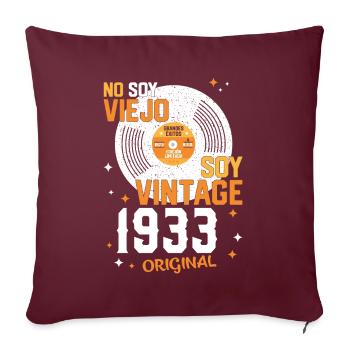 Millésime 90e anniversaire 1933 - Housse de coussin décorative 45 x 45 cm - bordeaux - Devant
