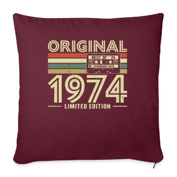Vintage 1974 - cadeau d’anniversaire, Style rétro - Housse de coussin décorative 45 x 45 cm - bordeaux - Devant