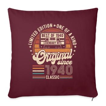 Millésime 84e anniversaire – Millésime légendaire 1940 - Housse de coussin décorative 45 x 45 cm - bordeaux - Devant