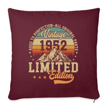 72e anniversaire Vintage 1952 Style rétro - Housse de coussin décorative 45 x 45 cm - bordeaux - Devant