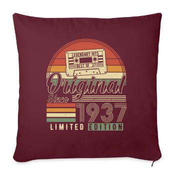 Vintage 87 cadeau d’anniversaire 1937 - Housse de coussin décorative 45 x 45 cm - bordeaux - Devant