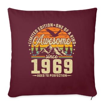 55e anniversaire légendaire 1969 - Housse de coussin décorative 45 x 45 cm - bordeaux - Devant