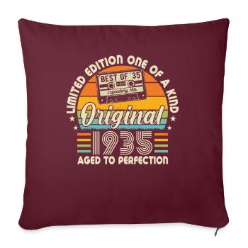 Vintage anniversaire 1935 légendaire 89e anniversaire - Housse de coussin décorative 45 x 45 cm - bordeaux - Devant