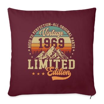 55e anniversaire légendaire 1969 - Housse de coussin décorative 45 x 45 cm - bordeaux - Devant