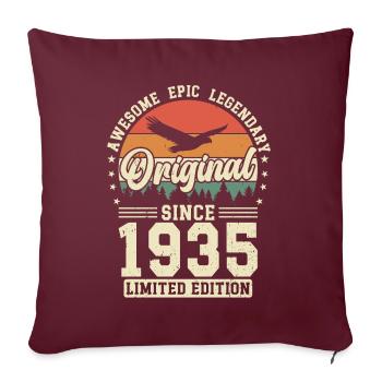 Elégant 89e anniversaire anniversaire 1935 - Housse de coussin décorative 45 x 45 cm - bordeaux - Devant