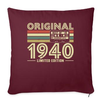 Millésime 1940 Anniversaire - Housse de coussin décorative 45 x 45 cm - bordeaux - Devant