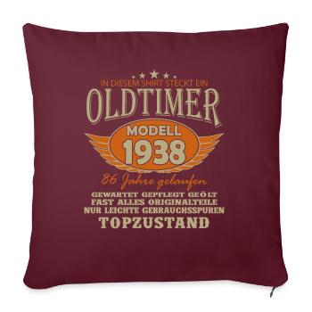 Légendaire 86e anniversaire 1938 rétro - Housse de coussin décorative 45 x 45 cm - bordeaux - Devant