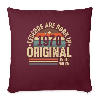 Les légendes sont nées en 1970 - Housse de coussin décorative 45 x 45 cm - bordeaux - Devant