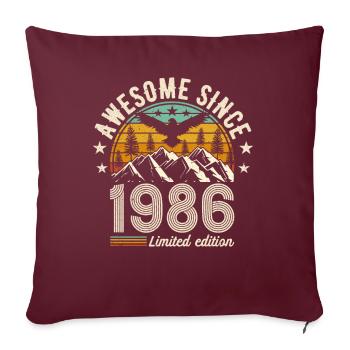 Anniversaire vintage 1986 - idée cadeau de Style rétro - Housse de coussin décorative 45 x 45 cm - bordeaux - Devant