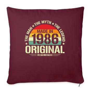 Vintage 1986 Anniversaire Style Rétro - Housse de coussin décorative 45 x 45 cm - bordeaux - Devant